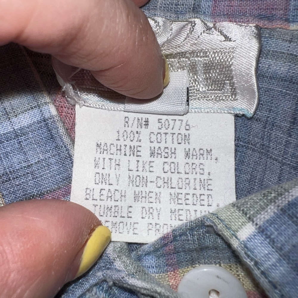 Vintage 90s MODA intl (Victoria’s Secret) sleeveless plaid top, cotton, L. - Picture 7 of 7